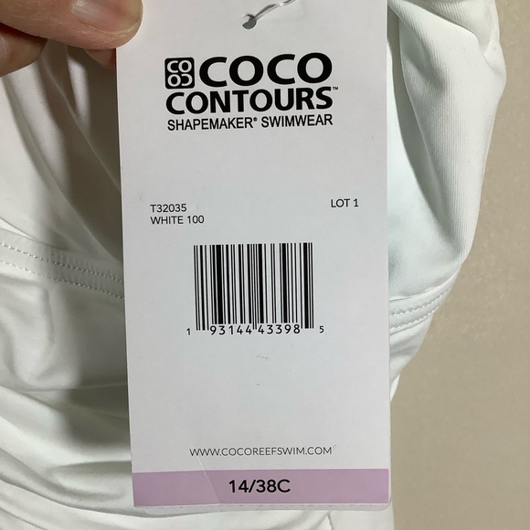 Coco Reef White Contours Wimen’s One Piece Swimsuit Solitaire V-Neck 14/38C - Picture 7 of 9